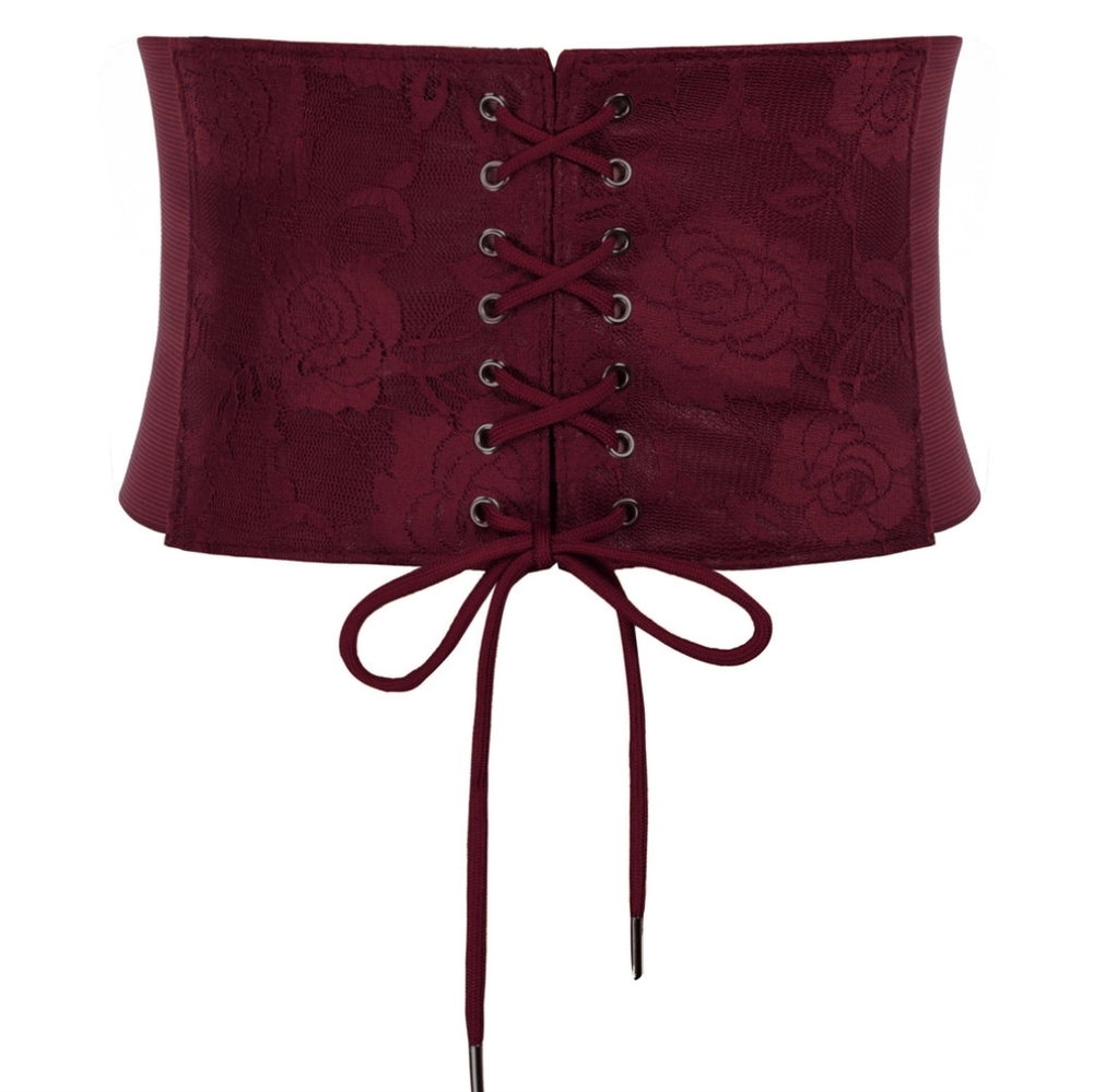 ⭐ Lace Covered Leather Waistband Stretchy Waist Belt